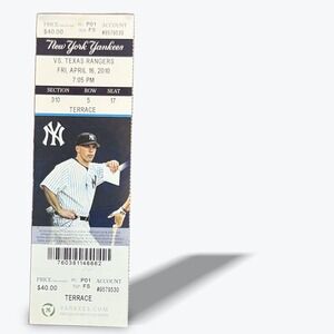 New York Yankees vs Texas Rangers FULL UNUSED Ticket‎ April 16 2010 Collectible